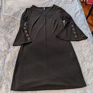 Lori M Collection Black Trumpet Sleeve Dress